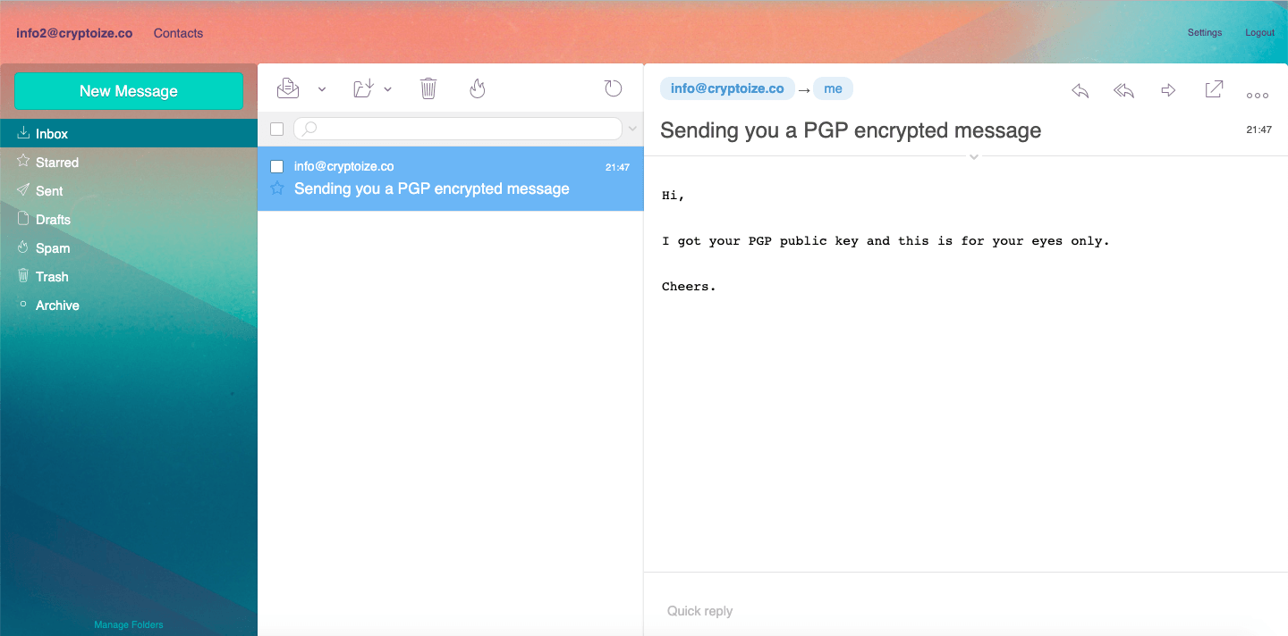 PGP decrypted message in Afterlogic WebMail