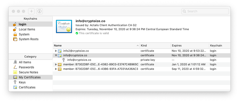 certificate authority for outlook 2016 for mac