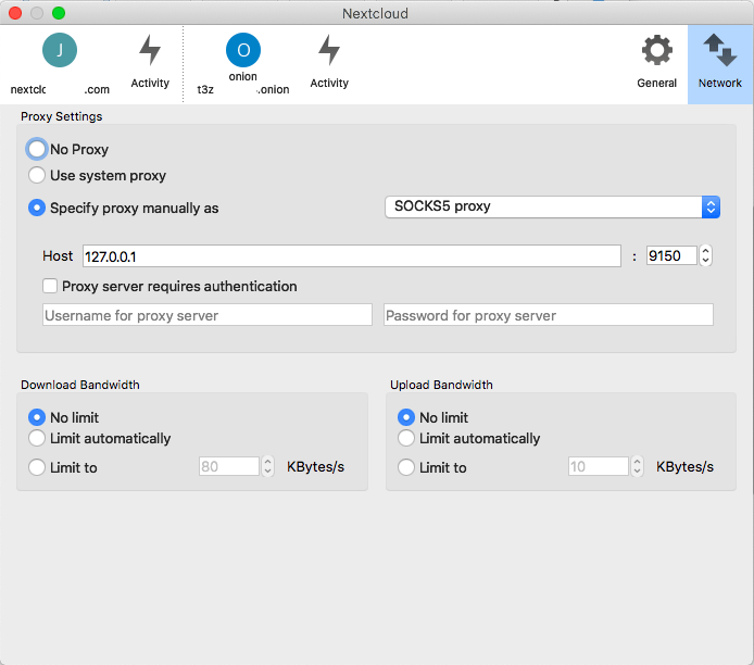 configuring tor proxy