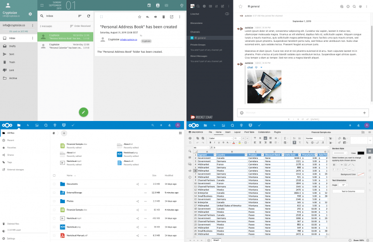 NextCloud, OnlyOffice, Mailcow, RocketChat